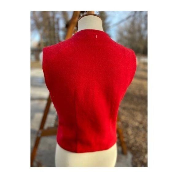 SOLD Vintage 1940s Red Wool Waistcoat Vest Fitted - Picture 10 of 10